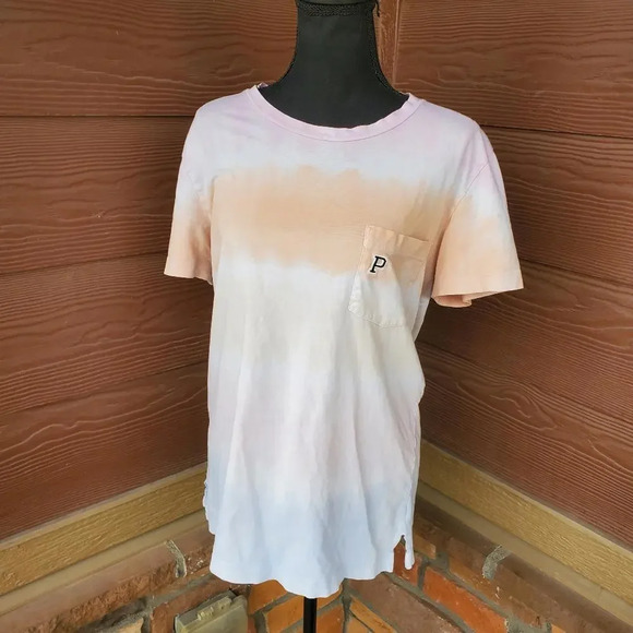 VS PINK 2019 Campus Embroidered Logo Pocket Tie-Dye T-Shirt Size Small - Picture 2 of 14